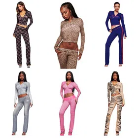 I.AM.GIA Printed Zip-Up Hoodie and Cropped Jacket Set-6746  